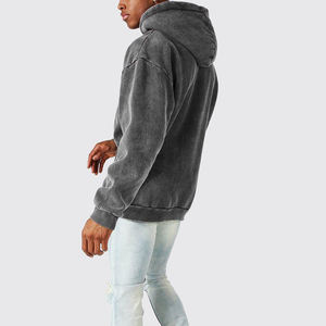 Prix raisonnables hommes légers sweat à capuche zippé lavé à vendre 100% coton tissu fait hommes lavage à l'acide sweats à capuche zippés - Product Image 6
