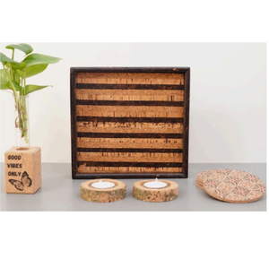 Juego de 8 macetas magnéticas de corcho impresas Soporte de luz de té Bandeja cuadrada de MDF 4 Posavasos de corcho-Ideas de regalo de Promoción Comercial - Product Image 3