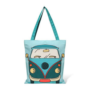 Sacs fourre-tout en toile de coton à motif dessin animé Carvaan avec logo imprimé DTF, couleur bleue, sacs cadeaux lifestyle en toile de coton - Product Image 5