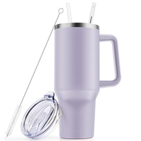 Taza de viaje ecológica con aislamiento térmico de doble pared de acero inoxidable de 40oz con tapa de plástico empuñadura de paja para uso en coche y Camping