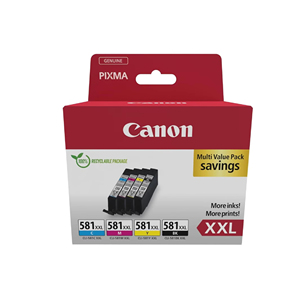Canon CLI-581XXL High Yield Genuine <b>Ink</b> Cartridges, Pack of 4 (Black, Cyan, Magenta, Yellow) - Cardboard Multipack - Product Image 1