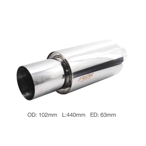 Silenciador redondo de 63 mm de diámetro interior, recto, de acero inoxidable - Product Image 2