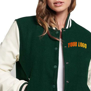 High Quality Women's Varsity Jacket Bomber Baseball Jacket Oversized Winter Outerwear Wool <b>Blend</b> Stylish Plain Dyed Cotton - Product Image 2