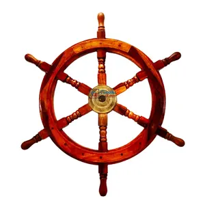 Marin fait à la main, roue de bateau en bois de 24 pouces, bateau Pirate, tenture murale, personnalisé, décoration de maison, de bureau, cadeau