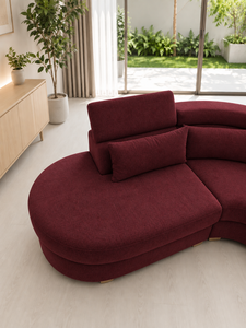 Sofá Esquinero Moderno en Forma de L, Modelo Montecarlo, Tapizado en Color Granate, Sofá Seccional Personalizado con Tela, Muebles para Sala de Estar, Hotel, Villa, Casa - Product Image 4