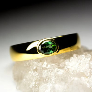 แหวนทัวร์มาลีนแหวนแต่งงานสัญญาสีเขียวธรรมชาติแหวนหมั้น unisex 925เงิน14K ชุบทองเครื่องประดับชั้นดี - Product Image 1