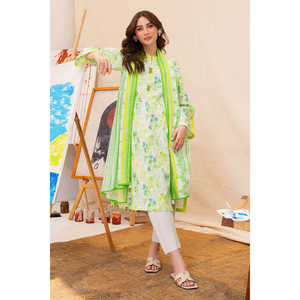 Conjunto de 3 Piezas de Chifón Estampado para Uso Diario, Top con Cuello Bordado SD-52196, Pedido Mínimo 3 Piezas - Product Image 3