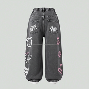 Jeans amples décontractés respirants imprimés graffiti Y2K, pantalon en denim délavé coloré à jambe large, fabricant OEM - Product Image 4