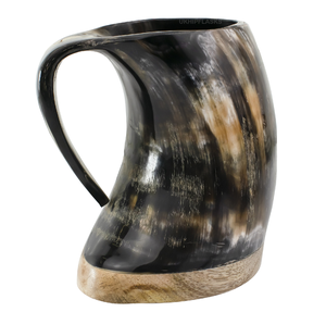 Jarra de Cuerno de Búfalo Personalizada con Logotipo, Decoración con Base de Madera, Artesanía de Alta Calidad, Jarra de Cerveza de Cuerno - Product Image 3