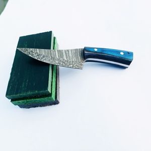 Handmade Mini Pocket Carry Knife Fixed Blade Hunting Skinning Knife Damascus Steel Knife Pakka Wood Handle With Leather Sheath - Product Image 3