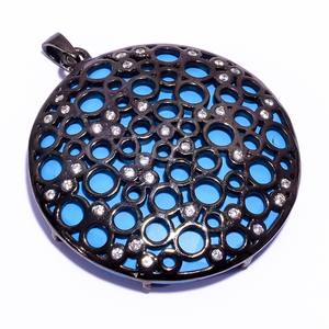 จี้เงินแท้ 925 ประดับด้วยพลอยเทอร์ควอยซ์ธรรมชาติทรงสลีปปิ้งบิวตี้ งานแฮนด์เมด เครื่องประดับเงินแท้ ดีไซน์ทันสมัย ชุบสีดำ เหมาะเป็นของขวัญวันเกิด - Product Image 2