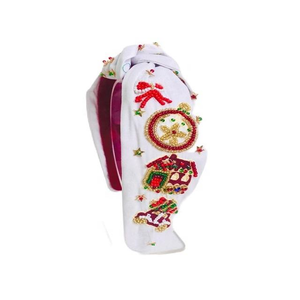 Christmas Day Seed Beaded Headband Knotted Seed Beaded <b>Hairbands</b> for Girls Hand embroidered Headbands Collection - Product Image 2