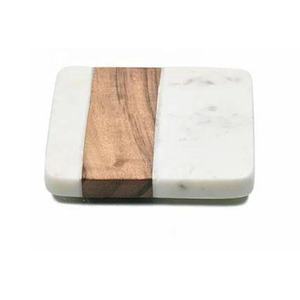 Posavasos de mármol y madera marrón oscuro, Juego de 4 posavasos para café, bebida, mesa de comedor, posavasos de decoración moderna para decoración del hogar - Product Image 5