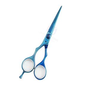 Tijeras de Peluquería Profesionales Personalizadas de Acero Inoxidable Azul para Diestros, Punta de Cuchilla Roma-Afilada, Tornillo Ajustable, Ergonómicas - Product Image 4