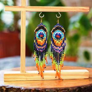 Boucles d'oreilles multicolores brodées à la main, personnalisées, multi-perles, bijoux de fête pour femmes, au meilleur prix, boucles d'oreilles à perles - Product Image 4