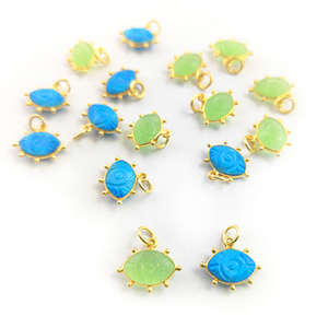 Turquesa mal de ojo colgante collar oro Vermeil Marquesa forma tallado diciembre piedra natal encanto hecho plata esterlina directo - Product Image 6