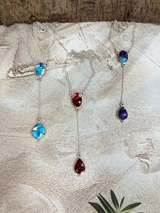 สร้อยคอหินหลายชิ้นทำด้วยมือเงินสเตอร์ลิงพร้อมอัญมณีธรรมชาติที่เป็นเอกลักษณ์ของขวัญเครื่องประดับสำหรับผู้หญิงและเด็กผู้หญิง - Product Image 3