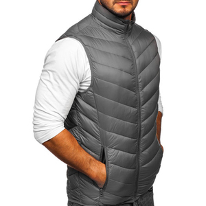 Chaleco acolchado informal de moda de invierno para hombre, alta calidad, hecho a medida, cuello levantado, cremallera, transpirable, sin mangas, acolchado de poliéster - Product Image 3