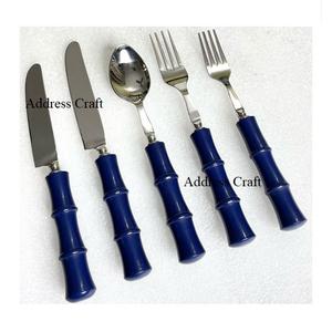 Highly Polished Flatware Set With Resin Handle Modern 5 Pcs Cutlery Tableware Dinnerware <b>Place</b> <b>Setting</b> for Home Hotel Restaurant - Product Image 2
