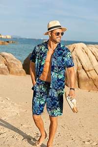 Conjunto de Dos Piezas con Estampado Floral Hawaiano de Marca Propia, Conjuntos de Verano para Hombre, Camisas de Manga Corta con Botones y Pantalones Cortos para Hombre - Product Image 5