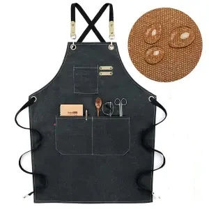 Tablier de cuisson Barista dos croisé en toile Design personnalisé - Product Image 3