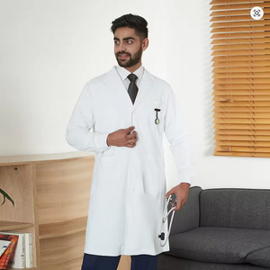 Bata de Laboratorio Personalizable con Logotipo, Antimicrobiana, Impermeable, de Tela Twill, Unisex, con Detección de Agujas, Largo Regular, para Uniformes de Hospital - Product Image 2