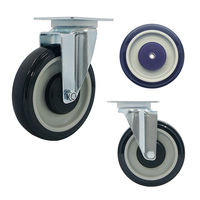 Roulettes pivotantes en TPU de 5 pouces avec fixation par plaque pour tables de travail mobiles