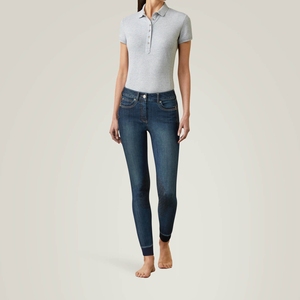 Nuevos pantalones de montar a caballo, venta al por mayor, ropa ecuestre personalizable, pantalones de montar de mezclilla para mujer, pantalones con agarre de parche en la rodilla - Product Image 3