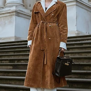 Breathable Women's Coat Jacket Long-Sleeved Lapel <b>Double</b>-Breasted Long Overcoat New Casual Loose Warm Outerwear 2025 - Product Image 4