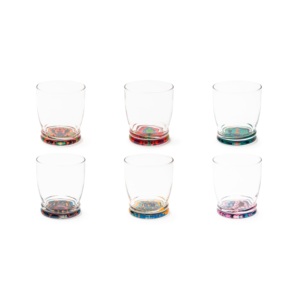 Set of 6pcs Italian Design Multicolored Bottom Glass Drinkware | Made in Italy | Dishwasher Safe | <b>Indian</b> Vibes | Excelsa - Product Image 1