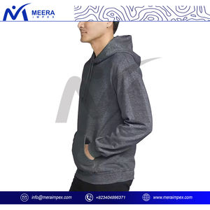 Wholesale Custom Blank Design Pullover Hoodies for <b>Men</b> High Quality 100% Cotton Fleece Fabric Solid <b>Grey</b> Color Breathable <b>Hoodie</b> - Product Image 3