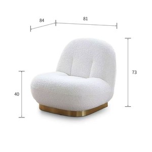 French Curved Lamb Velvet Cloth Modern One Seat Small Flat <b>Cream</b> Living Room <b>Sofa</b> - Product Image 2