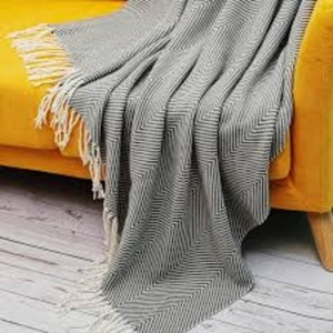 Indian Manufacturer's Double Sided 100% Woolen Woven Throw Blankets Warm Cozy Wool Throws Eco-Friendly Soft Easy <b>Fold</b> <b>Bed</b> <b>Sofa</b> - Product Image 1