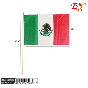12x18 \ "Bandera de mano de México Impresión digital Bandera de coche Poliéster y material de seda 480PCS 40DZ/CS - Product Image 1