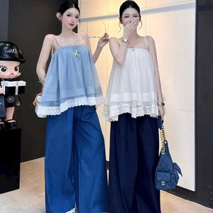 ชุดเซ็ตฤดูร้อน เสื้อสายเดี่ยวชีฟองบางเบาแบบหลายชั้น พร้อมกางเกงขาสั้นเอวยางยืด ขายส่ง - Product Image 6