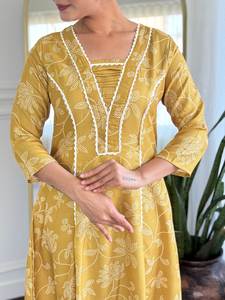 Kurti de Poliéster para Mujer, Estilo Indio Pakistaní, Corte Ajustado, Largo hasta el Suelo, Semicosturado, Diseño Étnico para Fiestas - Product Image 4