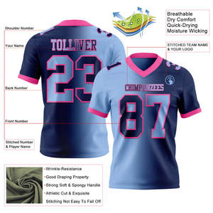 Maillot de football américain à manches courtes, imprimé numériquement, respirant, anti-humidité, protection UV, pour adultes, équipes, clubs, entraînement et matchs - Product Image 2