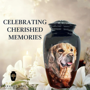 Urnas de cremación de aluminio hechas a mano Diseño grabado para perros Urnas de cremación | Elegante revestimiento Meena Diseño a prueba de fugas - Product Image 4