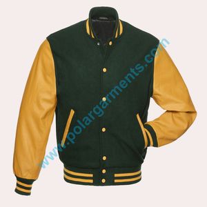 Veste universitaire personnalisée pour hommes de bonne qualité en laine et cuir avec décoration brodée pour l'hiver Vente en gros - Product Image 1