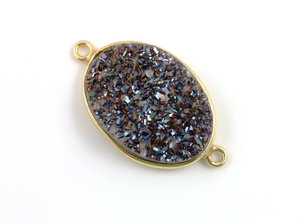 Pendentif en argent naturel Druzy 925, médaillons Druzy revêtus de platine, cabochon ovale 16x24MM, résultats de boucles d'oreilles grises, agate de titane - Product Image 4