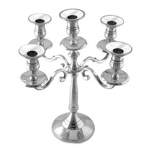 Vente chaude meilleure qualité Vintage grande taille métal aluminium 5 bras candélabres argent fini pour Table de mariage décorer la maison déco - Product Image 2