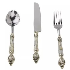 Juego de cubiertos chapados en 18/8 de acero inoxidable 304 de pulido de espejo alto de lujo, juego de cubiertos de boda, regalos de negocios de PVD occidentales desechables - Product Image 2