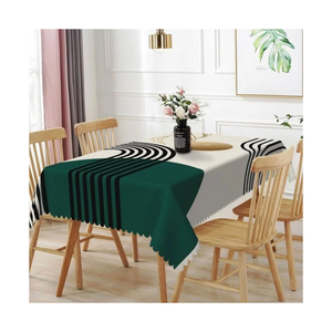 Minimalist Geometric Printed Soft Linen Green 70x108 Inch Rectangle Tablecloth Polyester Linen Blend Washable Home Dining <b>Cover</b> - Product Image 3