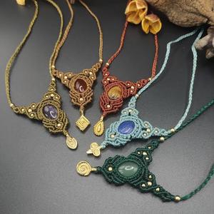 Bracelet HARI OM CREATIONS en argent vintage fait main, forme ovale, pierres d'amazonite, macramé bohème, corde multi-plaquée, IGI - Product Image 2