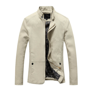 Chaqueta de Motociclista de Cuero Genuino para Hombre, Estilo Casual de Invierno, Corte Ajustado, Cuello en V, Cierre de Cremallera - Product Image 3