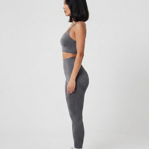 Pantalon de sport OEM pour femme, taille haute, effet push-up, sans couture, contrôle du ventre, en Spandex/Nylon, couleur unie - Product Image 3