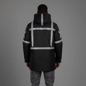 Chaqueta de Seguridad Reflectante de Alta Visibilidad para Hombre, 100% Algodón, Invierno, Trabajo al Aire Libre, Cálida, con LED Intermitente, Impermeable, Logotipo Personalizado, ANSI Clase 1 - Product Image 6