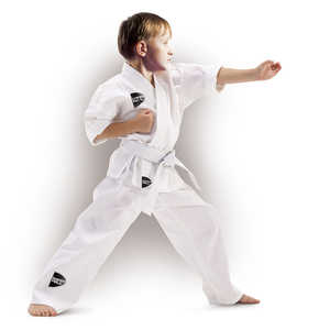 Traje de Karate Junior para Niños, Diseño Personalizado, Poliéster y Seda, Judo, BJJ, Jiu Jitsu Gi, Logotipo Bordado, Pantalones Cortos Elásticos, Hecho en Pakistán - Product Image 1