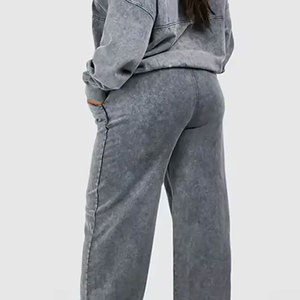 Chándal lavado ácido para mujer con estampado de logotipo totalmente personalizado, tendencia superior, última llegada, chándales acampanados lavado ácido para mujer - Product Image 6