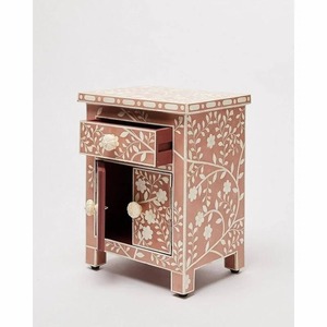 Stripes and Bone Inlay Console <b>Table</b> <b>Stools</b> & Ottomans - Product Image 6